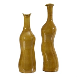 Uttermost Sienna Flow Indoor-Outdoor Bottle Vases in Brown (Set of 2)