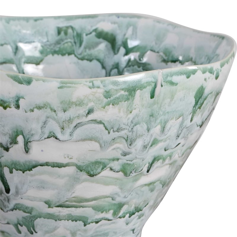 Uttermost Jameis Ceramic Watercolor Vase in Blue/Green and White