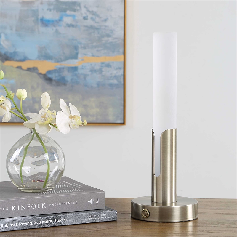 Uttermost Tron Rechargeable LED Accent Lamp in Brass and Gold