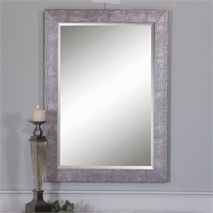 Uttermost Tarek Coastal Style MDF Wood Mirror in Silver/Light Gray
