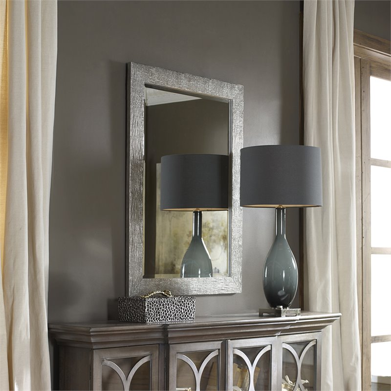 Uttermost Tarek Coastal Style MDF Wood Mirror in Silver/Light Gray