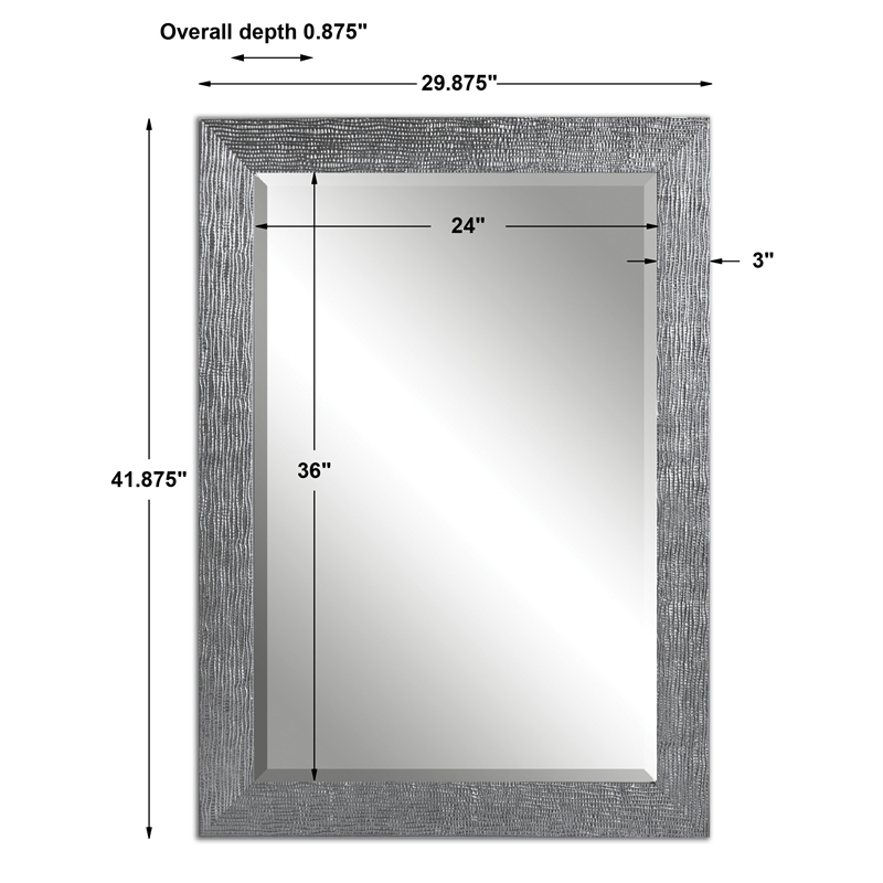 Uttermost Tarek Coastal Style MDF Wood Mirror in Silver/Light Gray