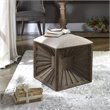 Uttermost Jia Coastal Wood and Fabric Ottoman in White/Woodtone