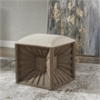 Uttermost Jia Coastal Wood and Fabric Ottoman in White/Woodtone