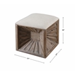 Uttermost Jia Coastal Wood and Fabric Ottoman in White/Woodtone