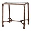 Uttermost Warring Iron and Tempered Glass End Table in Rustic Bronze/Clear