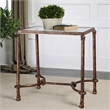 Uttermost Warring Iron and Tempered Glass End Table in Rustic Bronze/Clear