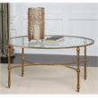 Uttermost Vitya Oval Metal and Glass Coffee Table in Gold Leafed/Clear ...