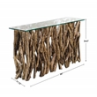 Uttermost Teak Coastal Wood and Glass Console Table in Woodtone