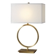 Uttermost Duara Metal Circle Table Lamp in Plated Brushed Brass/White