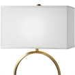 Uttermost Duara Metal Circle Table Lamp in Plated Brushed Brass/White