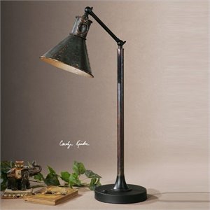 Uttermost Arcada Desk Lamp in Oxidized Bronze with Aged Black
