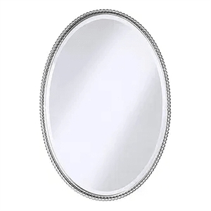 Uttermost Sherise Oval Glass and Metal Wall Mirror in Brushed Nickel