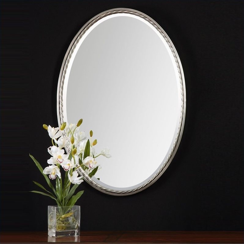 Uttermost Casalina Oval Wall Mirror In Plated Brushed Nickel 01115 Uttermost Casalina Oval Wall Mirror In Plated Brushed Nickel