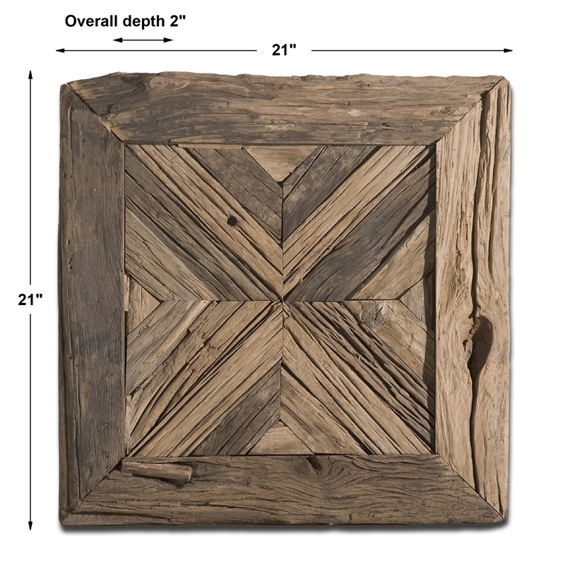Uttermost Rennick Transitional Reclaimed Wood Wall Art in Brown