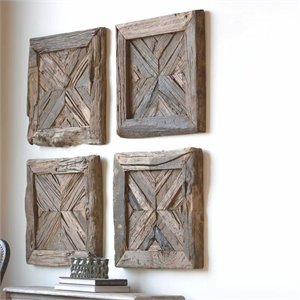 Uttermost Rennick Transitional Reclaimed Wood Wall Art in Brown
