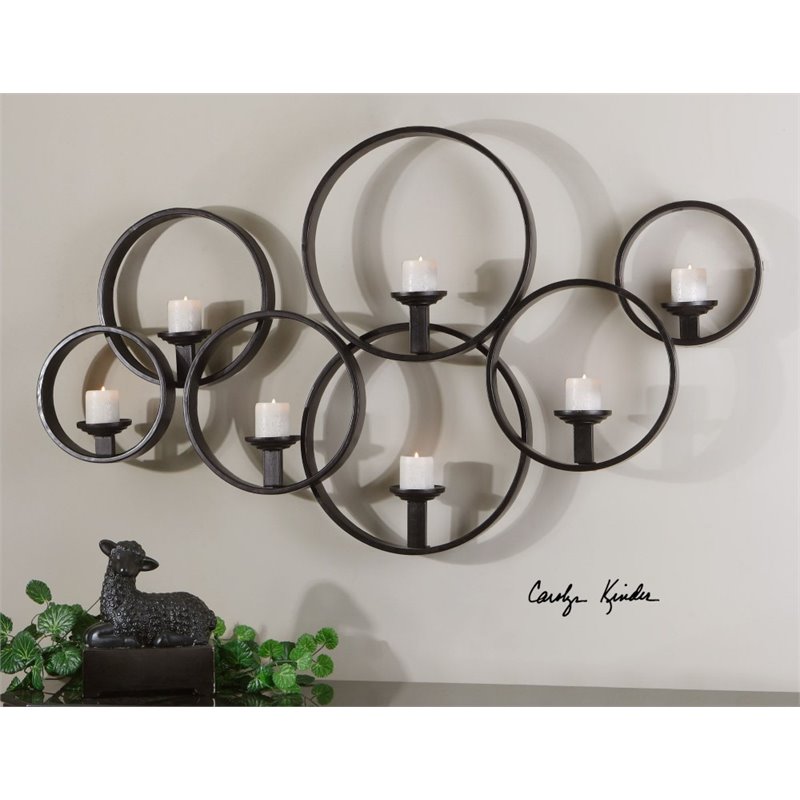Uttermost Kadoka Decorative Wall Candle Holder in Rustic Black 07617