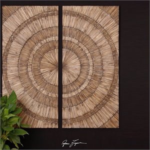 Uttermost Lanciano Coastal Style Wood Chips Wall Art in Brown Finish
