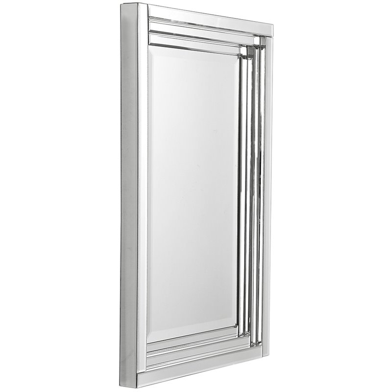 Uttermost Alanna Glass and MDF Wood Frameless Vanity Mirror in Gray