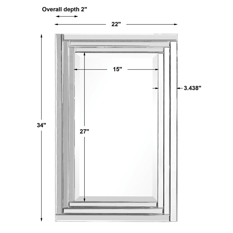 Uttermost Alanna Glass and MDF Wood Frameless Vanity Mirror in Gray