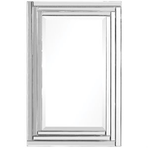 Uttermost Alanna Glass and MDF Wood Frameless Vanity Mirror in Gray