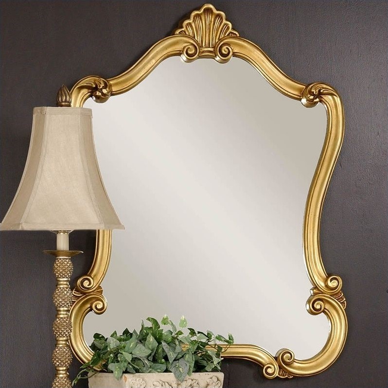 Uttermost Walton Hall Lightly Distressed Gold Leaf Mirror 08340 P Uttermost Walton Hall Lightly Distressed Gold Leaf Mirror