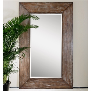 Uttermost Langford Large Coastal Wood and Glass Mirror in Light Gray