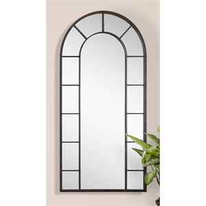 Uttermost Dillingham Traditional MDF Wood Arch Mirror in Black