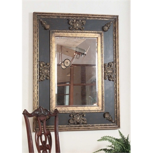 Uttermost Cadence Traditional Wood Mirror in Antique Gold/Black/Green