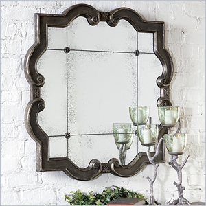 Uttermost Prisca Traditional Wood Mirror in Distressed Silver/Black