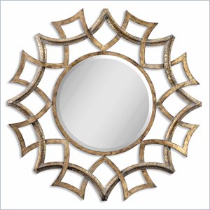 uttermost demarco round mirror in antique gold