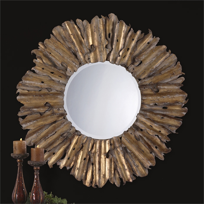 Uttermost Hemani Contemporary Metal Mirror in Antique Gold/Light Gray