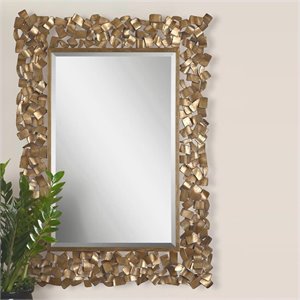 Uttermost Capulin Contemporary Metal Mirror in Antique Gold/Light Gray