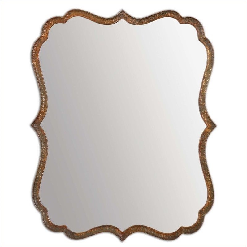 Uttermost Spadola Hammered Metal Sunburst Mirror In Oxidized Copper