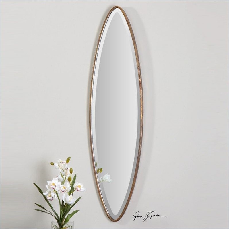 Uttermost Hand Metal Oval Mirror in Antiqued Gold 12860