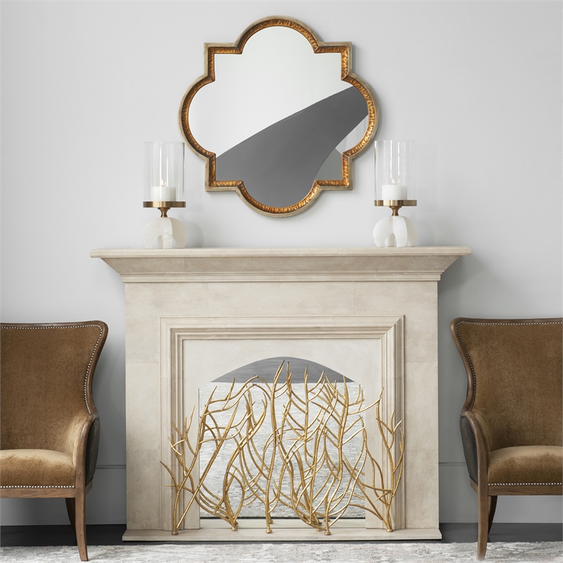 Uttermost Lourosa Hammered Metal Mirror in Antiqued Gold/Silver