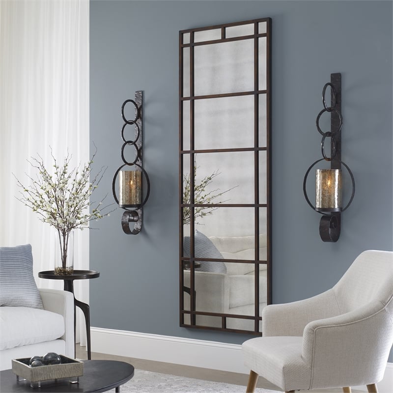 Uttermost Avidan Contemporary Style Metal Mirror in Antique Gold