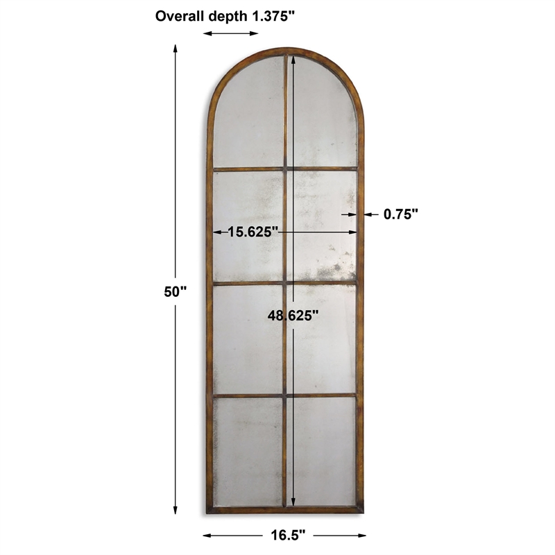 Uttermost Amiel Traditional Metal Arched Mirror in Maple Brown/Gold