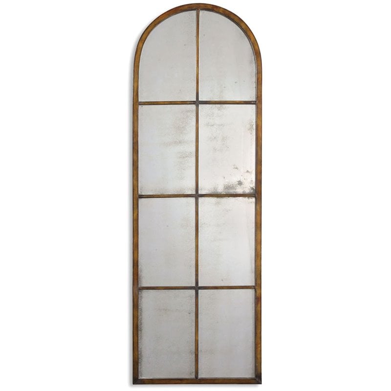 Uttermost Amiel Traditional Metal Arched Mirror in Maple Brown/Gold