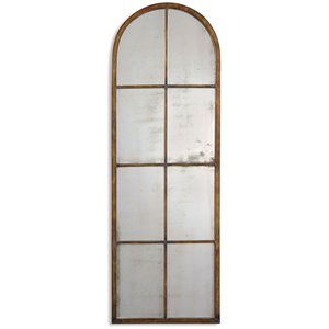 Uttermost Amiel Traditional Metal Arched Mirror in Maple Brown/Gold