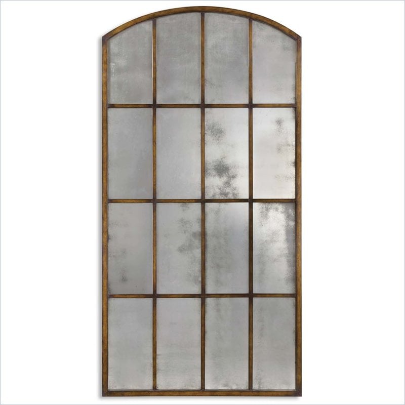 Uttermost Amiel Large Traditional Metal Glass and MDF Arch Mirror in Gold