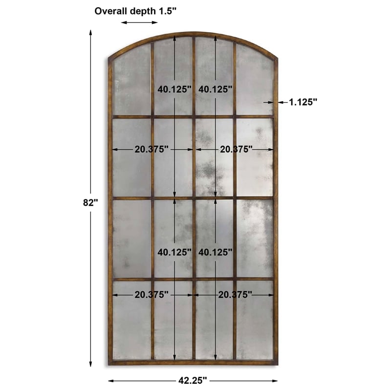 Uttermost Amiel Large Traditional Metal Glass and MDF Arch Mirror in Gold