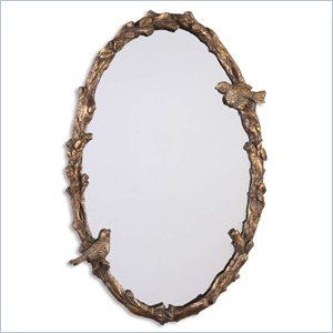 uttermost paza oval vine mirror in distressed antiqued gold