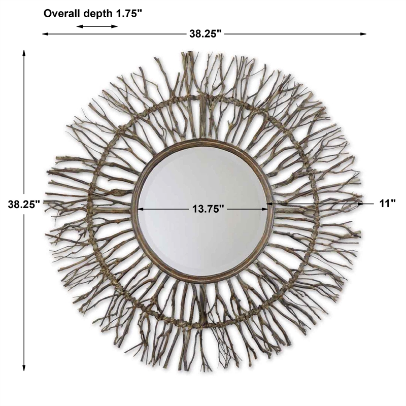 Uttermost Josiah Woven Birch Branches Sunburst Mirror