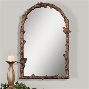 Uttermost Paza Metal and Resin Arch Mirror in Distressed Antique Gold/Gray