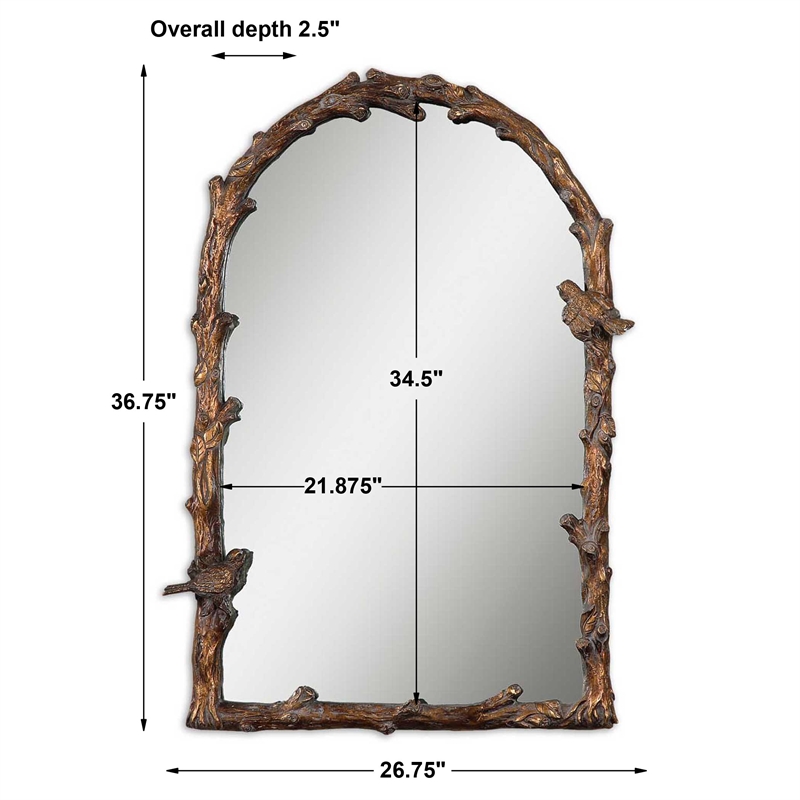 Uttermost Paza Metal and Resin Arch Mirror in Distressed Antique Gold/Gray