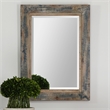Uttermost Bozeman Mid-Century MDF and Fir Decorative Mirror in Distressed Blue