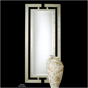 Uttermost Jamal Contemporary Wood Mirror in Scratched Silver Finish
