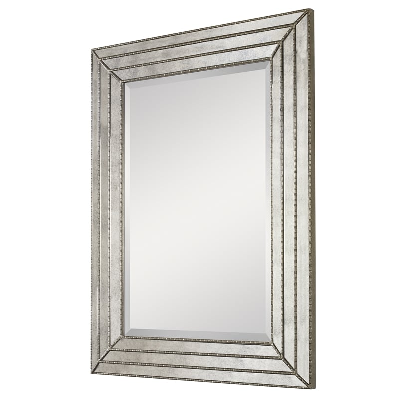 Uttermost Seymour Contemporary Wood Mirror in Antique Silver Finish