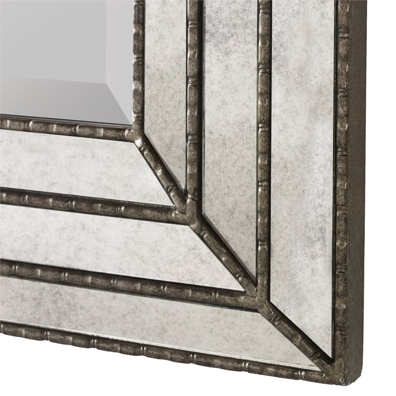 Uttermost Seymour Contemporary Wood Mirror in Antique Silver Finish
